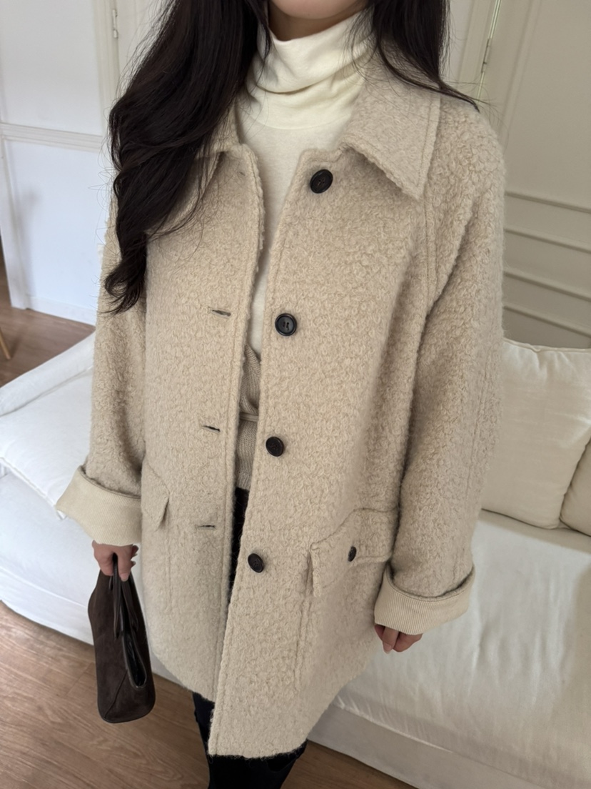 BIEN GARDER韓國代購㊣女士新品真品推薦中長款大衣燈芯絨BIEN GARDER中長款大衣