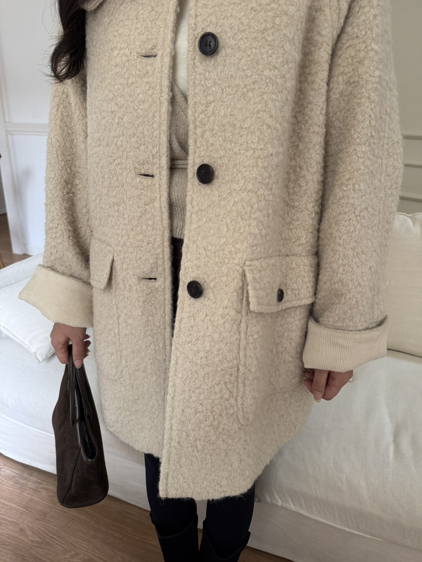 BIEN GARDER韓國代購㊣女士新品真品推薦中長款大衣燈芯絨BIEN GARDER中長款大衣