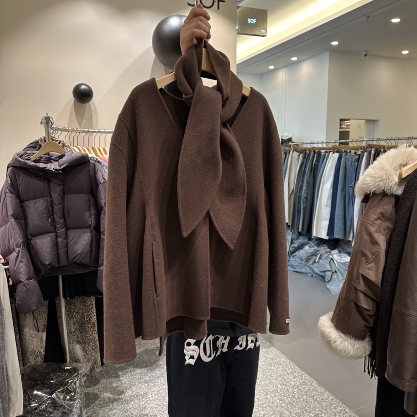 SOF韓國直郵㊣女士新品職業休閑真品25秋冬熱賣套裝兩件套圍巾SOF套裝圖色2