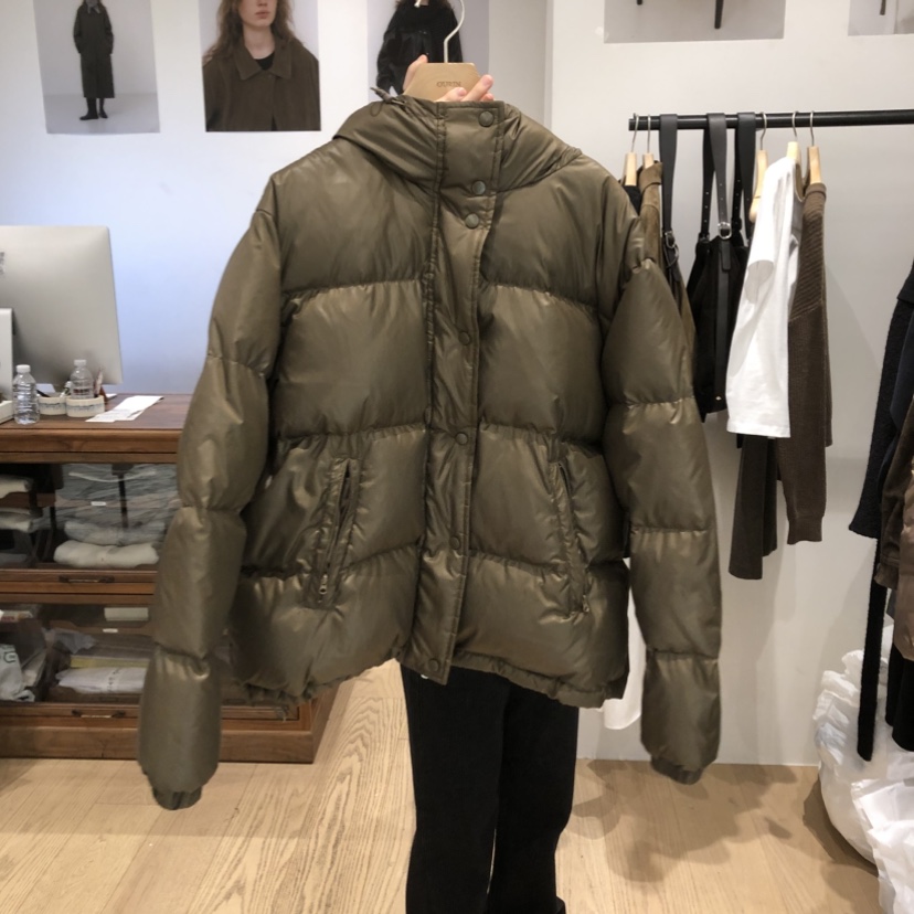 OURIN韓國代購㊣女士新品推薦時尚熱賣職業短款羽絨服連帽鴨絨OURIN短款羽絨服圖色4