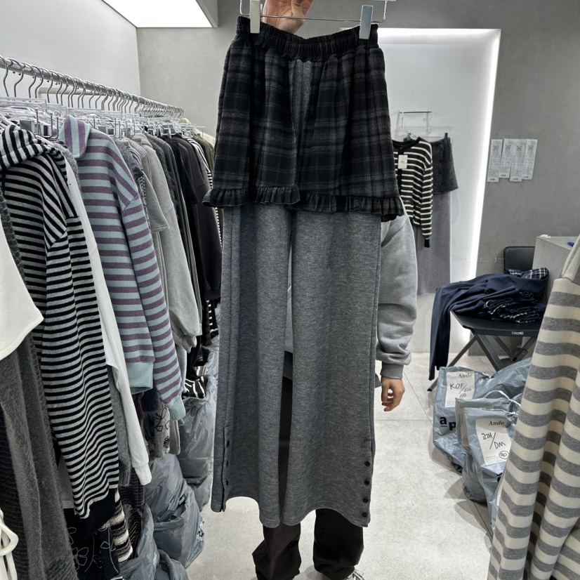 ANDE韓國代購㊣女裝新品熱賣真品時尚25秋冬休閑職業裙褲格紋Ande裙褲