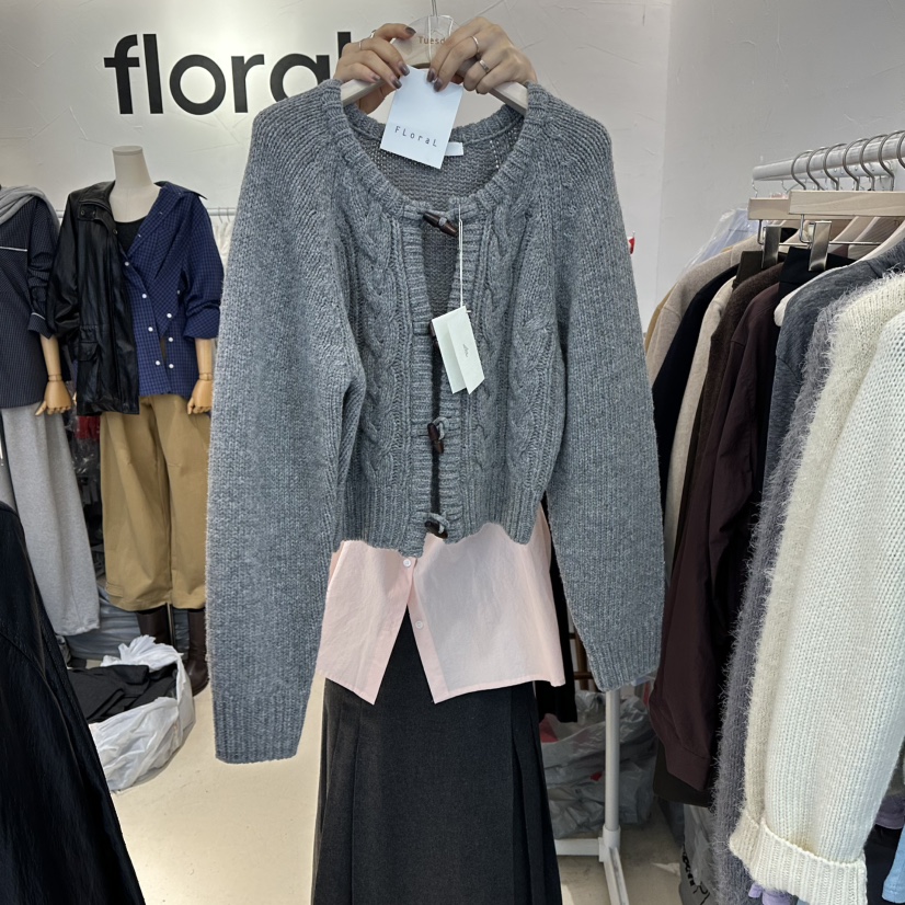 FLORAL韓國直郵㊣女士新款休閑時尚熱賣針織衫不含內搭羊毛FLORAL針織衫圖色2