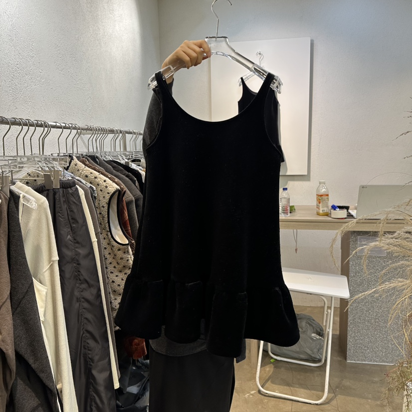 PLOVER韓國直郵㊣女裝新品休閑推薦人氣25秋冬職業連衣裙絲絨PLO_VER連衣裙