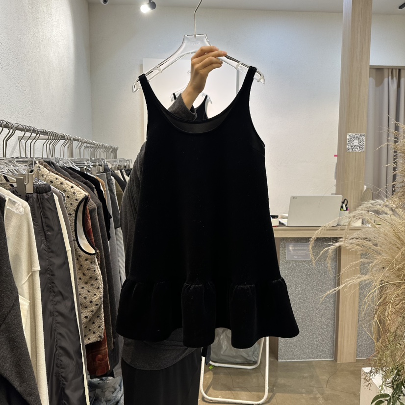 PLOVER韓國直郵㊣女裝新品休閑推薦人氣25秋冬職業連衣裙絲絨PLO_VER連衣裙