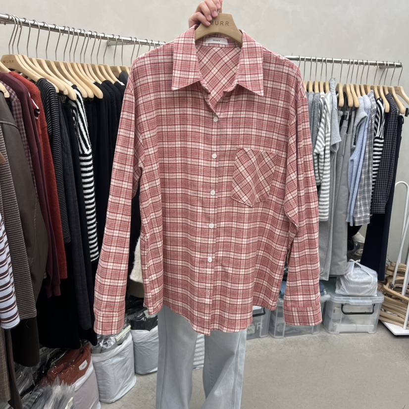 MURR東大門㊣代購女裝新款人氣真品襯衫蕾絲衫不含內搭格紋MURR襯衫/蕾絲衫