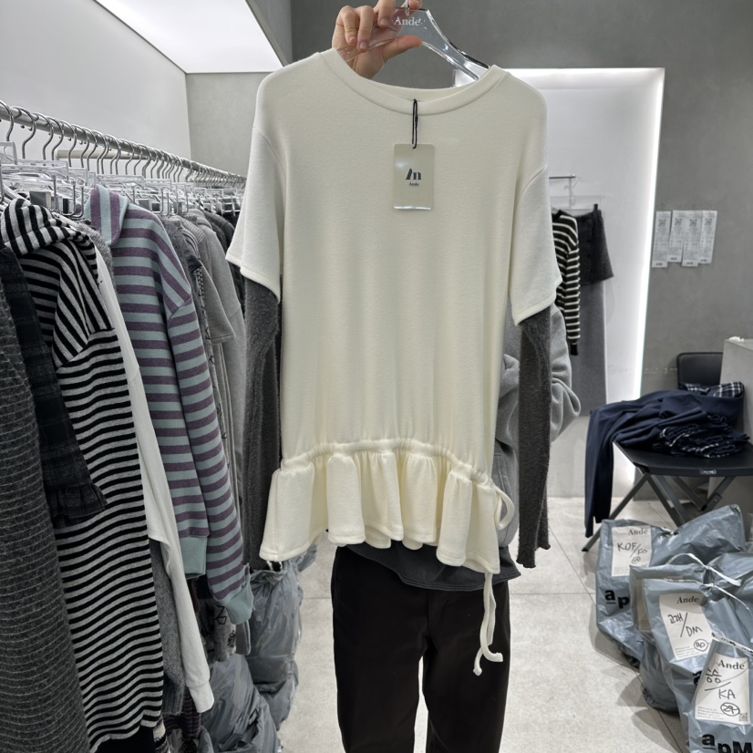 ANDE東大門㊣實拍女士新款真品休閑職業推薦人氣針織衫假兩件Ande針織衫
