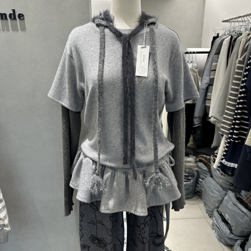 ANDE東大門㊣實拍女士新款真品休閑職業推薦人氣針織衫假兩件Ande針織衫圖色2