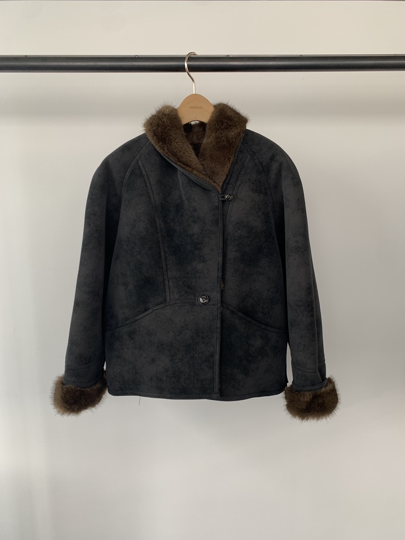 UNDERSON東大門㊣代購女裝新款真品休閑推薦時尚熱賣短款大衣UNDERSON短款大衣圖色2黑