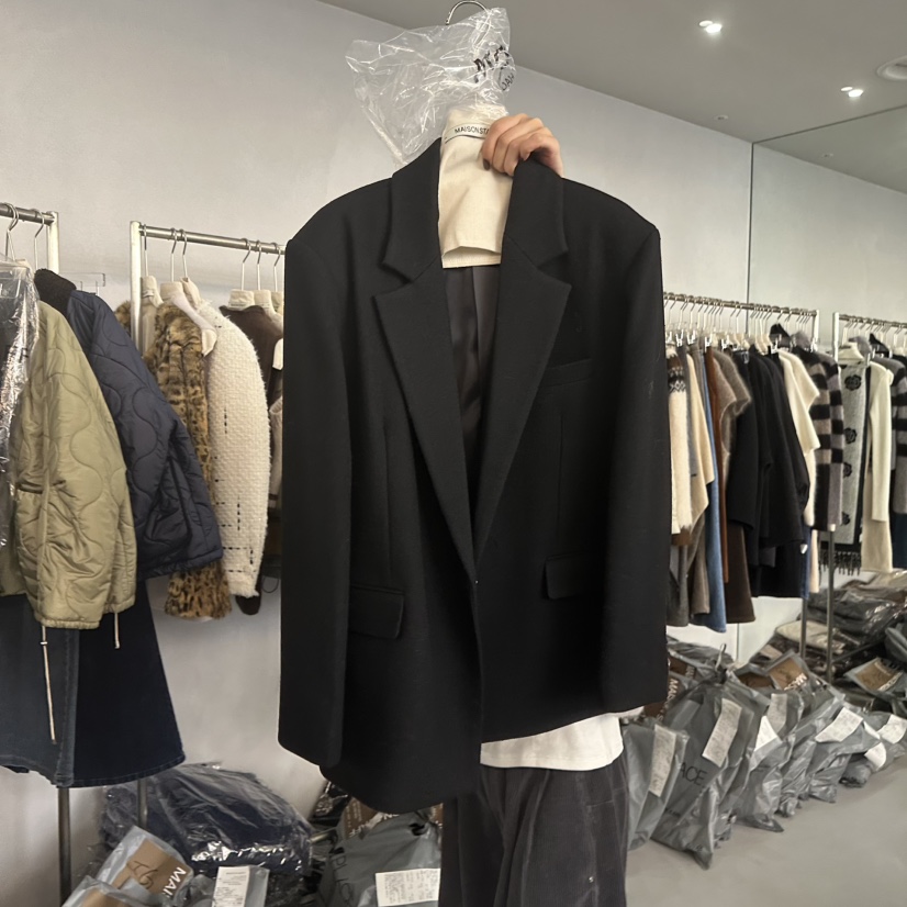 DOUBLE STANDARD/LE SMOKING/MAISONSTAFF東大門㊣實拍女裝新款休閑夾克MAISONSTAFF夾克圖色2黑色