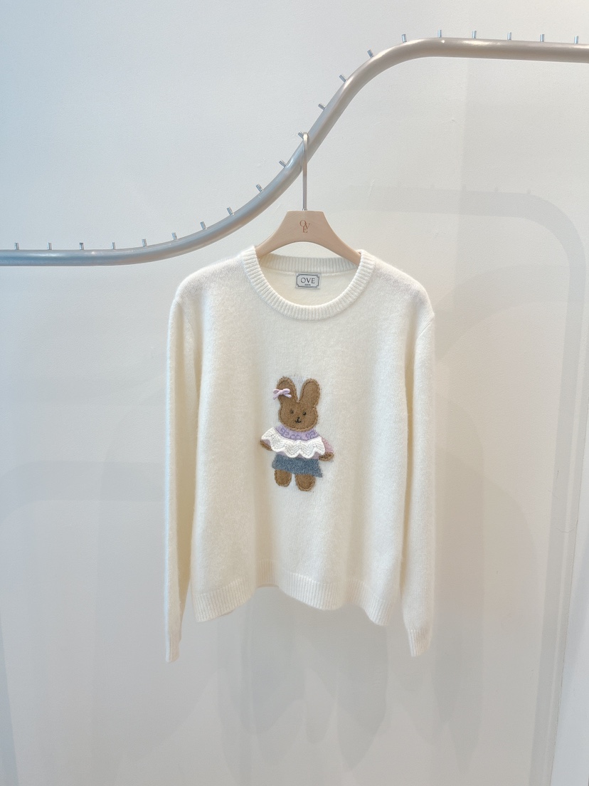 OVE韓國代購㊣女士新品推薦時尚職業人氣休閑25秋冬針織衫兔子OVE針織衫