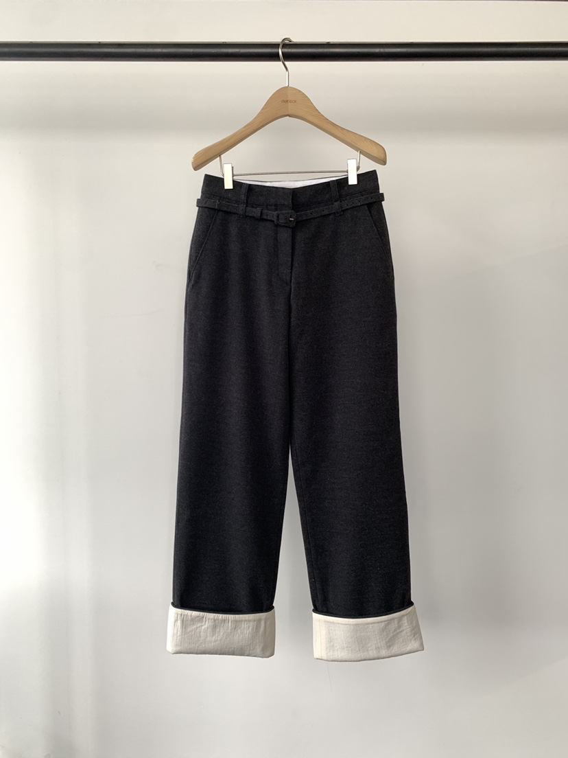 UNDERSON韓國代購㊣女裝新品真品職業時尚推薦休閑褲含腰帶UNDERSON休閑褲圖色2墨