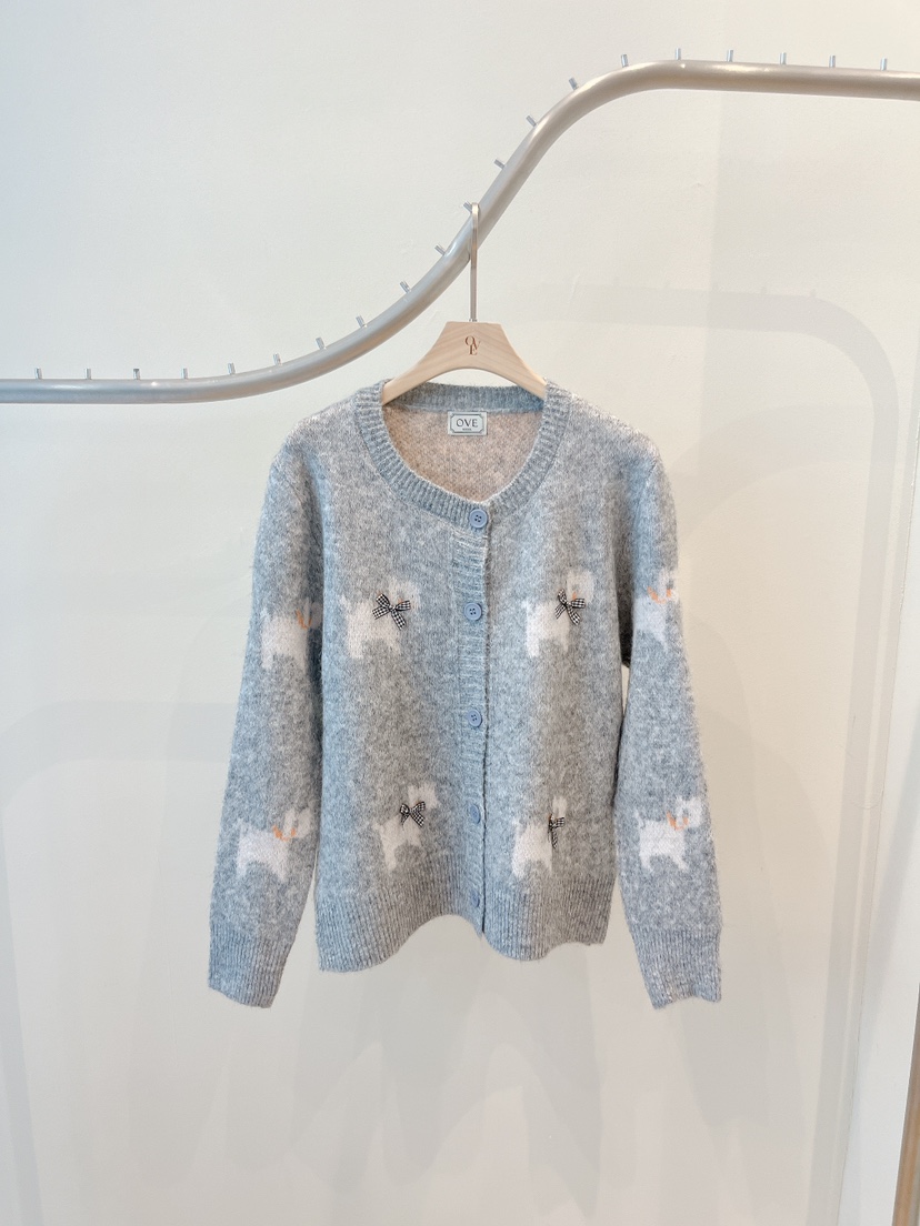 OVE東大門㊣直郵女士新款推薦真品25秋冬休閑職業針織衫開衫OVE針織衫圖色2