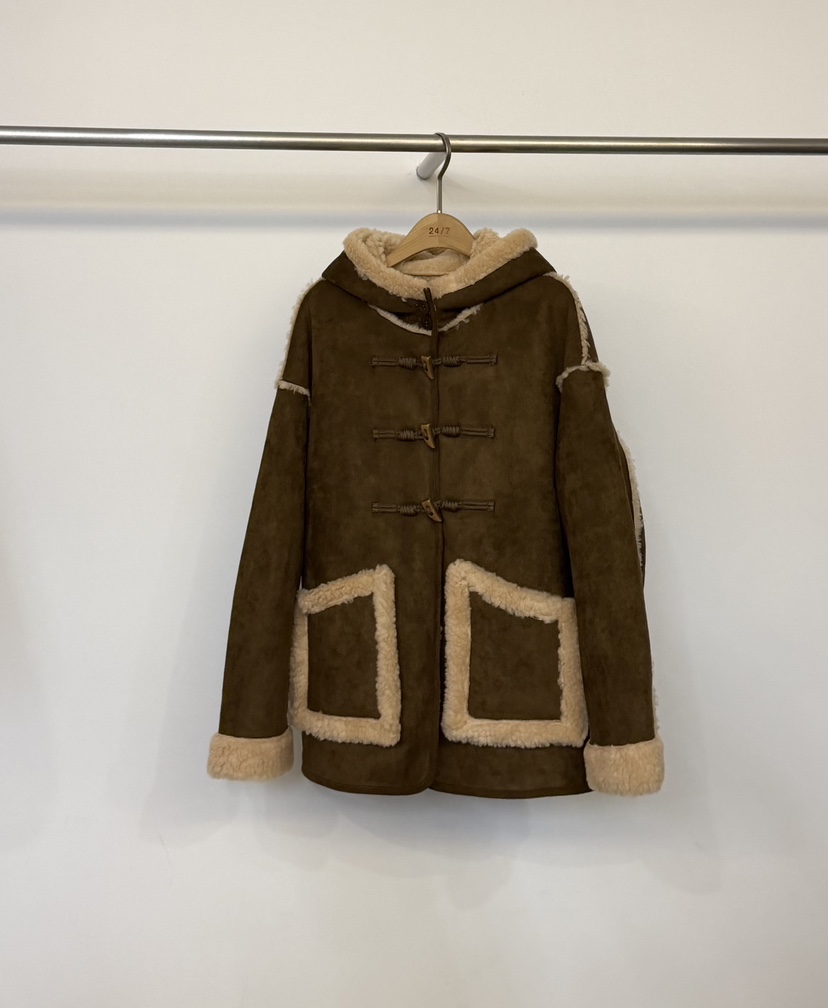 TWENTY FOUR SEVEN24-7韓國代購㊣女裝新款時尚夾克羊毛兜帽TEWNTY FOUR SEVEN24-7夾克圖色2