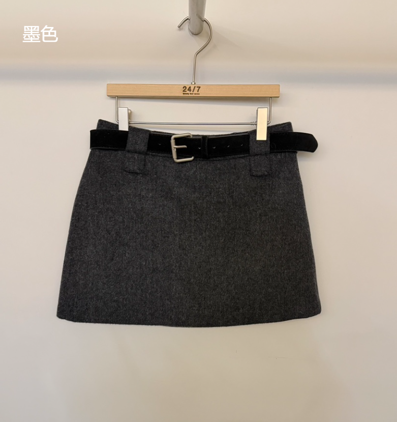 TWENTY FOUR SEVEN24-7東大門㊣代購女士新品熱賣短裙含腰帶TEWNTY FOUR SEVEN24-7短裙圖色2