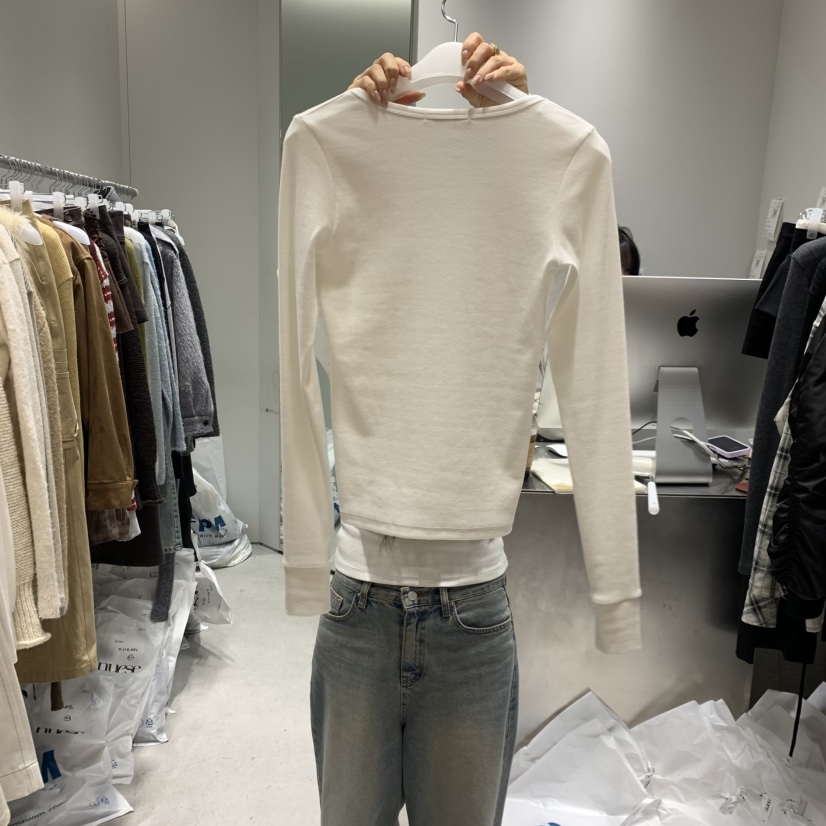 NUESE韓國代購㊣女士新品職業25秋冬人氣休閑推薦熱賣長袖T恤NUESE長袖T恤