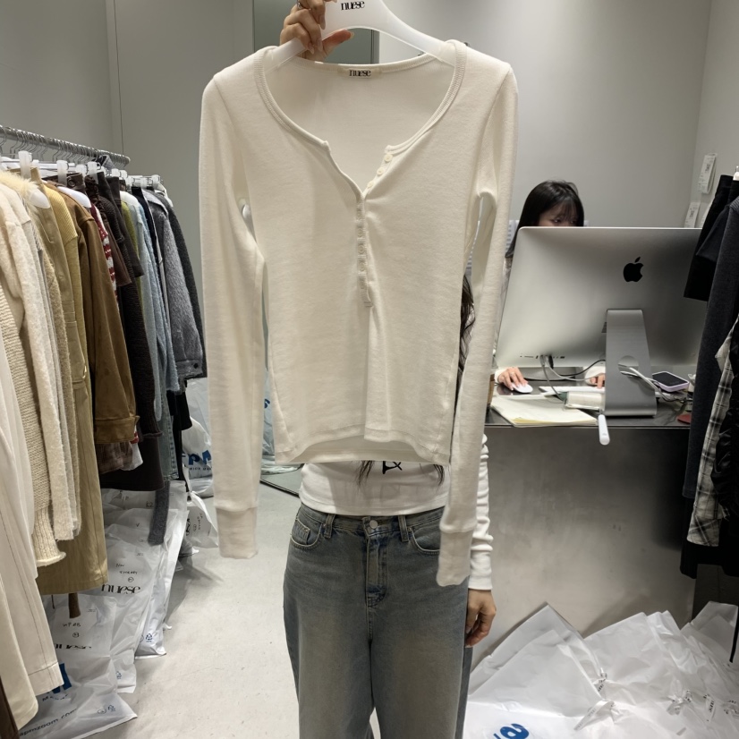 NUESE韓國代購㊣女士新品職業25秋冬人氣休閑推薦熱賣長袖T恤NUESE長袖T恤