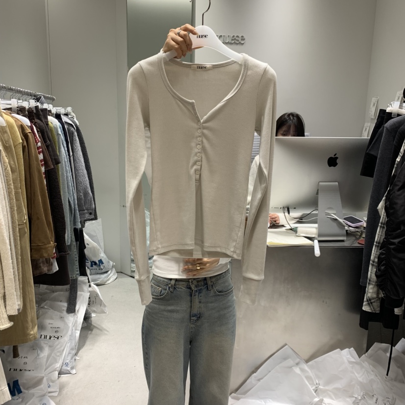 NUESE韓國代購㊣女士新品職業25秋冬人氣休閑推薦熱賣長袖T恤NUESE長袖T恤圖色2