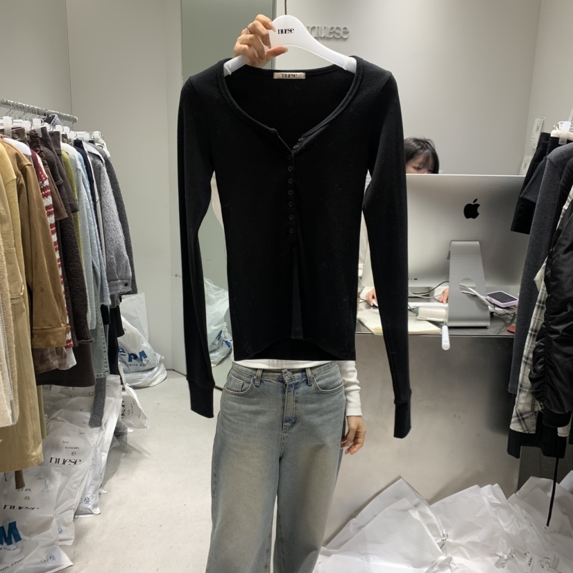 NUESE韓國代購㊣女士新品職業25秋冬人氣休閑推薦熱賣長袖T恤NUESE長袖T恤圖色4