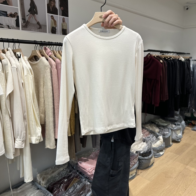 aube nunt東大門㊣直郵女裝新款職業熱賣25秋冬休閑長袖T恤aube nunt長袖T恤