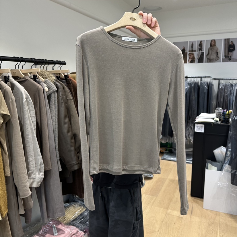 aube nunt東大門㊣直郵女裝新款職業熱賣25秋冬休閑長袖T恤aube nunt長袖T恤圖色2