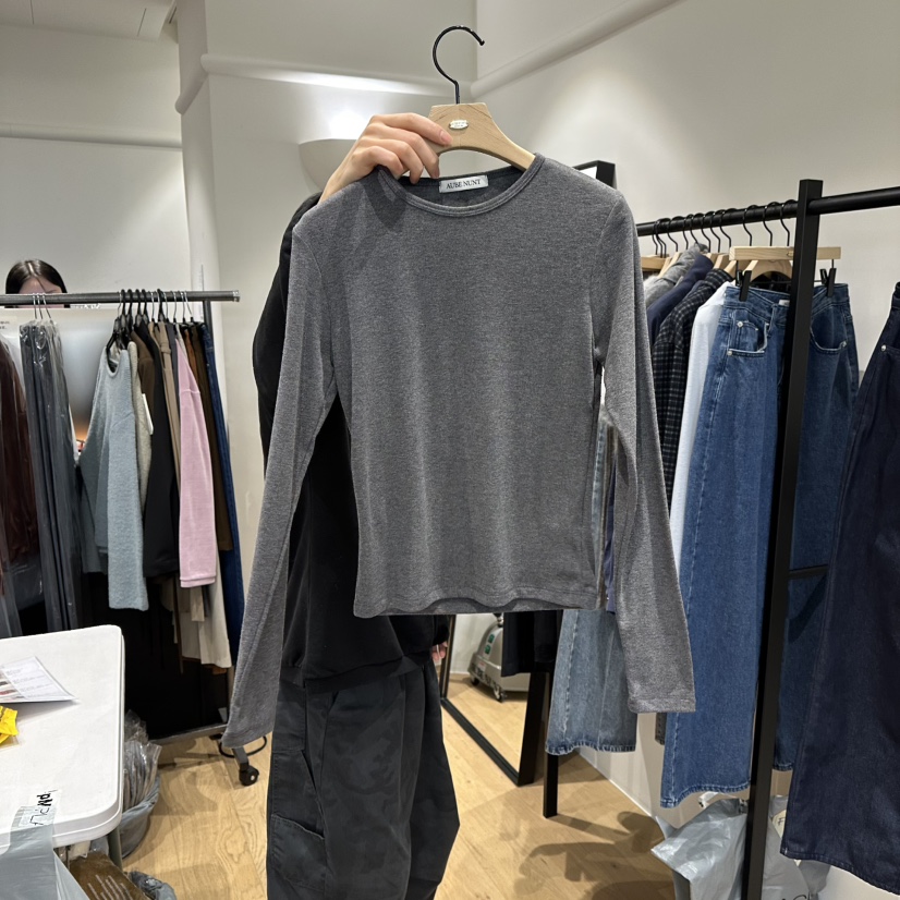 aube nunt東大門㊣直郵女裝新款職業熱賣25秋冬休閑長袖T恤aube nunt長袖T恤圖色3