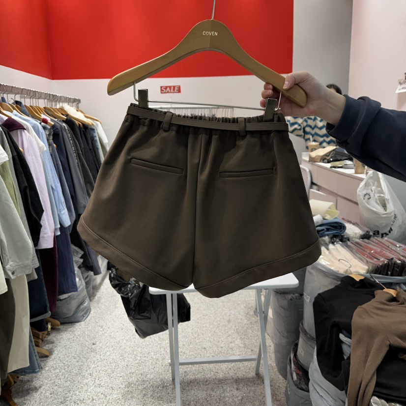 ATPZ東大門㊣實拍女裝新款真品休閑25秋冬人氣短褲含腰帶系帶ATTENTION PLEAES短褲