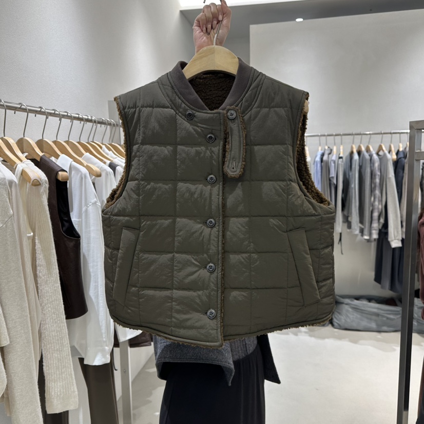 OVU東大門㊣直郵女士新款時尚25秋冬職業休閑馬甲兩面穿填充OVU馬甲圖色2