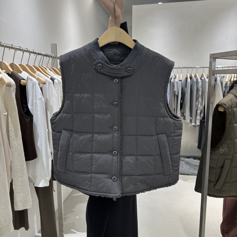 OVU東大門㊣直郵女士新款時尚25秋冬職業休閑馬甲兩面穿填充OVU馬甲圖色3