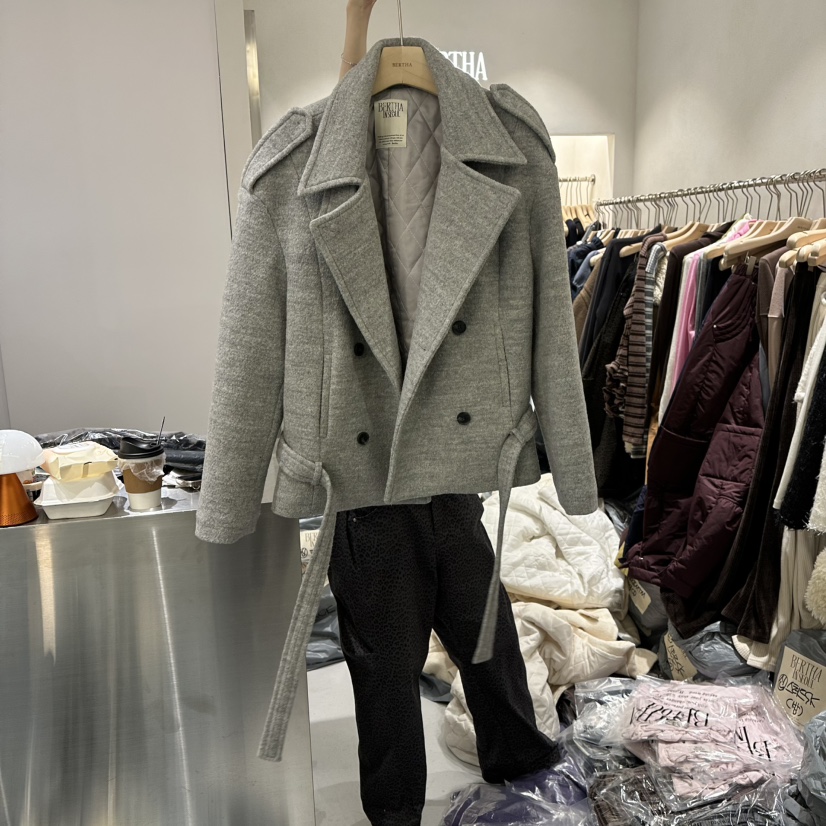 BERTHA東大門㊣直郵女裝新品熱賣真品推薦25秋冬夾克含腰帶BERTHA夾克圖色2