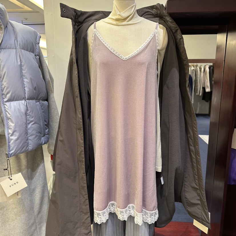 FURE韓國直郵㊣女裝新品職業真品休閑推薦連衣裙天鵝絨蕾絲FURE連衣裙