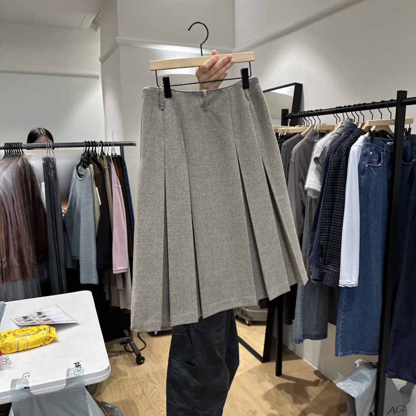 aube nunt東大門㊣實拍女裝新品職業熱賣25秋冬人氣真品長裙aube nunt長裙