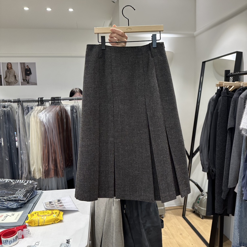 aube nunt東大門㊣實拍女裝新品職業熱賣25秋冬人氣真品長裙aube nunt長裙圖色2