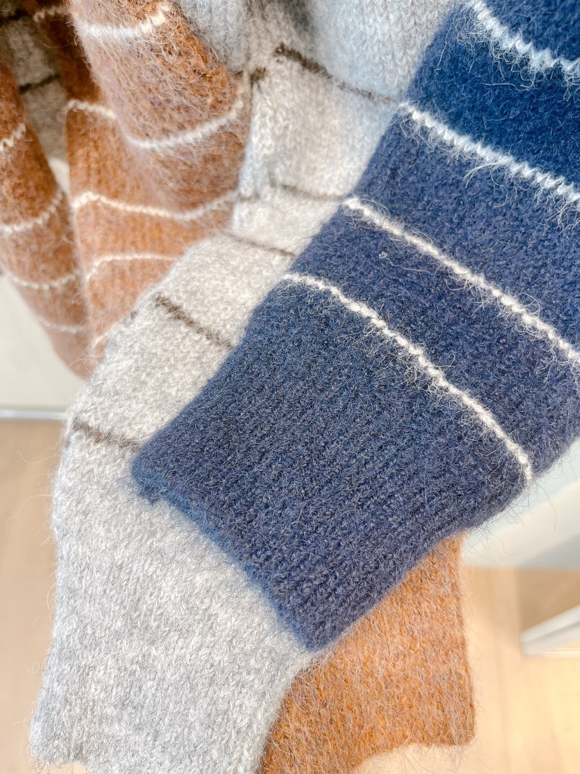 OVE東大門㊣直郵女裝新品職業時尚休閑熱賣25秋冬針織衫條紋OVE針織衫