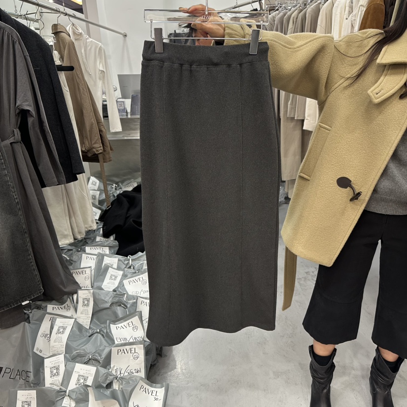 PAVEL東大門㊣實拍女裝新款時尚休閑真品25秋冬職業長裙羊毛PAVEL長裙