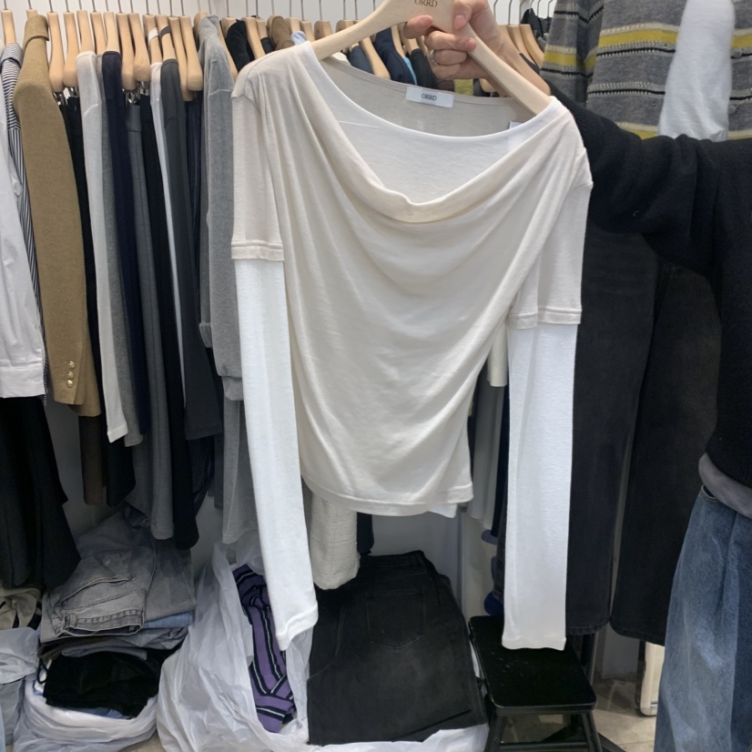 ORRD韓國代購㊣女裝新品休閑真品推薦25秋冬時尚長袖T恤羊毛ORRD長袖T恤