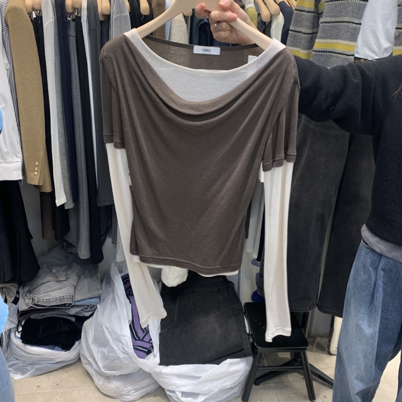 ORRD韓國代購㊣女裝新品休閑真品推薦25秋冬時尚長袖T恤羊毛ORRD長袖T恤圖色2