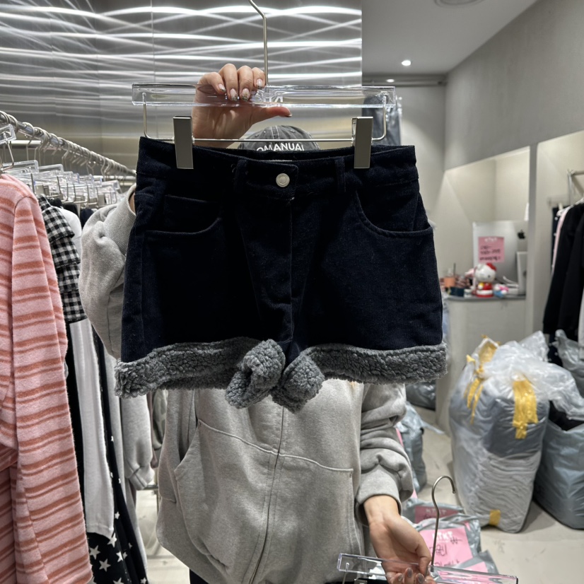 KIKI韓國代購㊣女裝新品推薦熱賣職業25秋冬休閑時尚真品短褲KIKI短褲圖色2深藍色