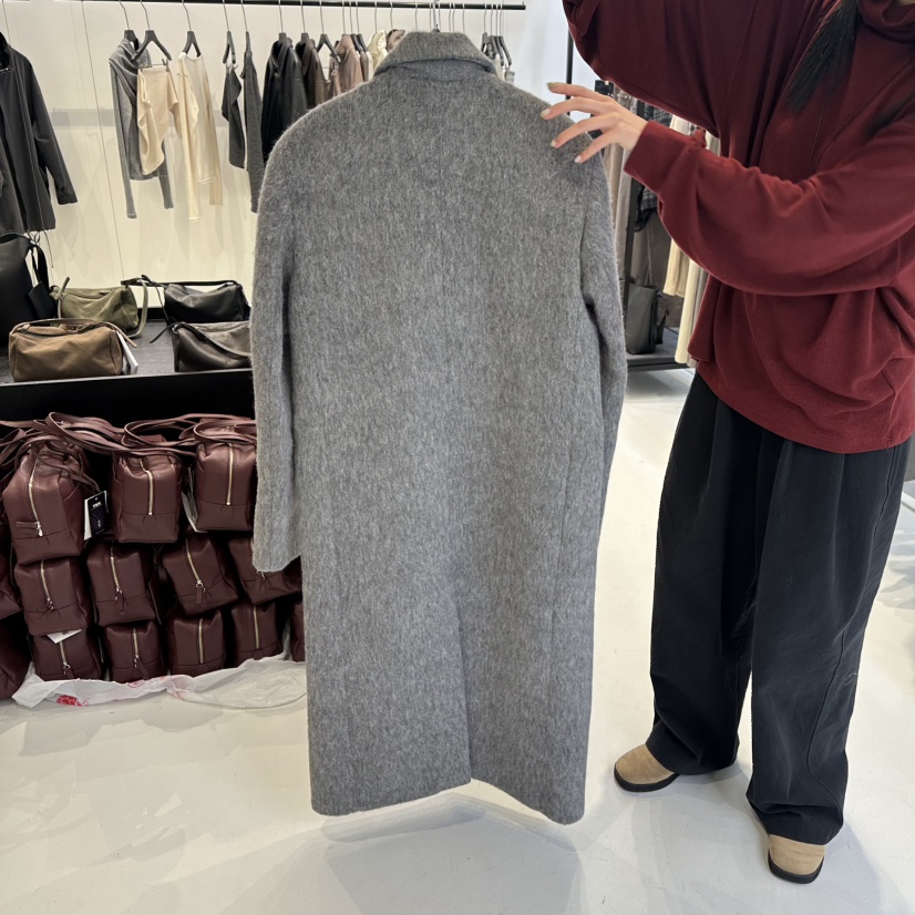 OSOO韓國代購㊣女裝新品推薦熱賣人氣25秋冬中長款大衣涂層OSOO中長款大衣