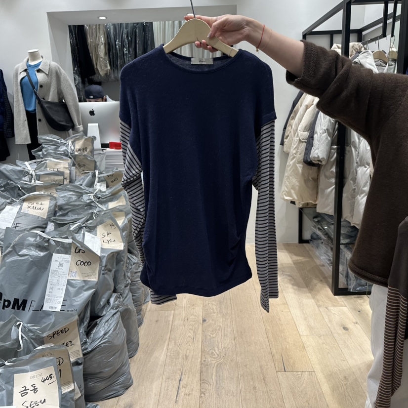 BRUNI/RICOTTA東大門㊣代購女裝新品推薦25秋冬人氣長袖T恤BRUNI/RICOTTA長袖T恤圖色2