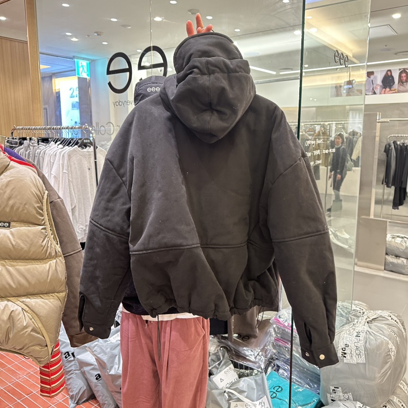 E/E/E韓國直郵㊣女裝新款真品職業休閑時尚熱賣人氣夾克兜帽E/E/E夾克