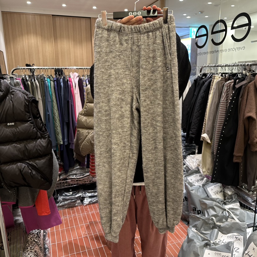 E/E/E韓國代購㊣女士新品職業25秋冬休閑時尚真品休閑褲毛圈E/E/E休閑褲圖色2