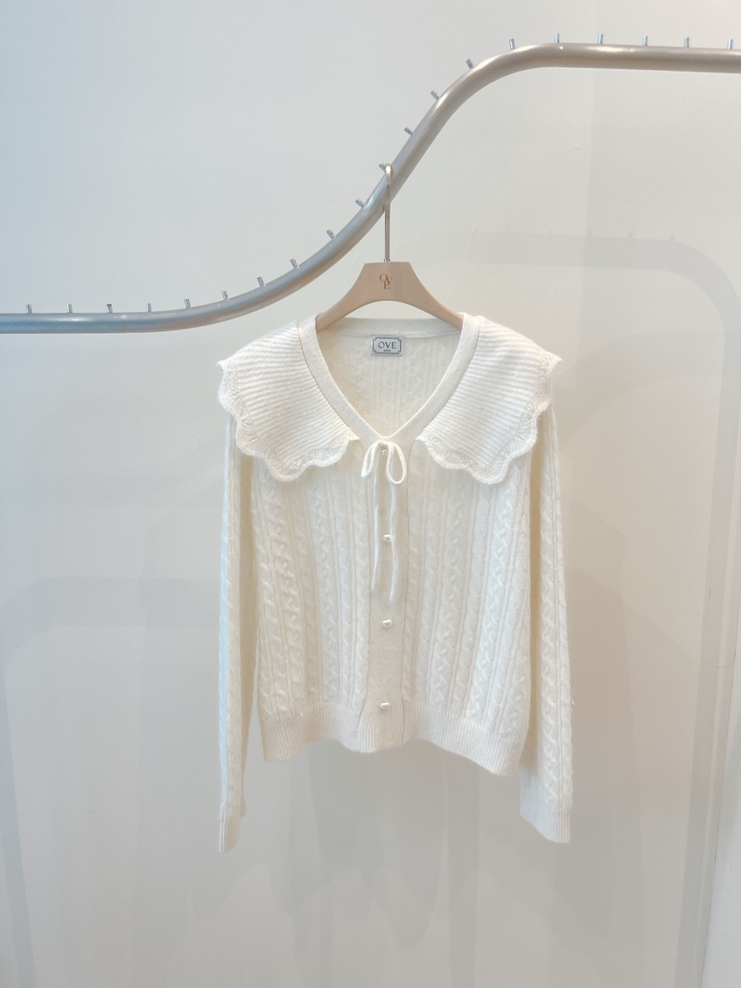 OVE韓國直郵㊣女士新款職業25秋冬人氣真品推薦針織衫荷葉邊OVE針織衫