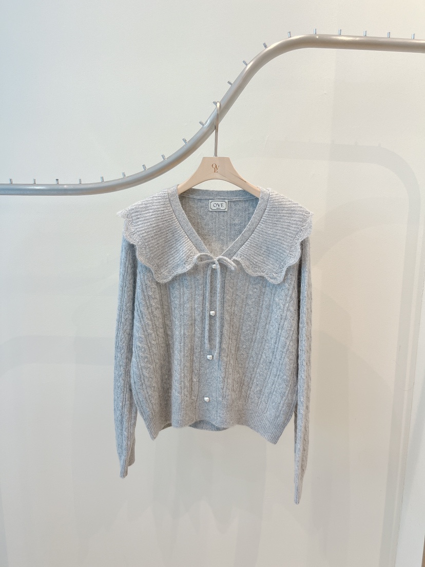 OVE韓國直郵㊣女士新款職業25秋冬人氣真品推薦針織衫荷葉邊OVE針織衫圖色3