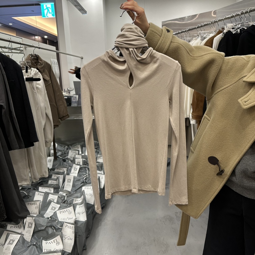 PAVEL東大門㊣實拍女士新款推薦時尚休閑25秋冬長袖T恤圍巾PAVEL長袖T恤