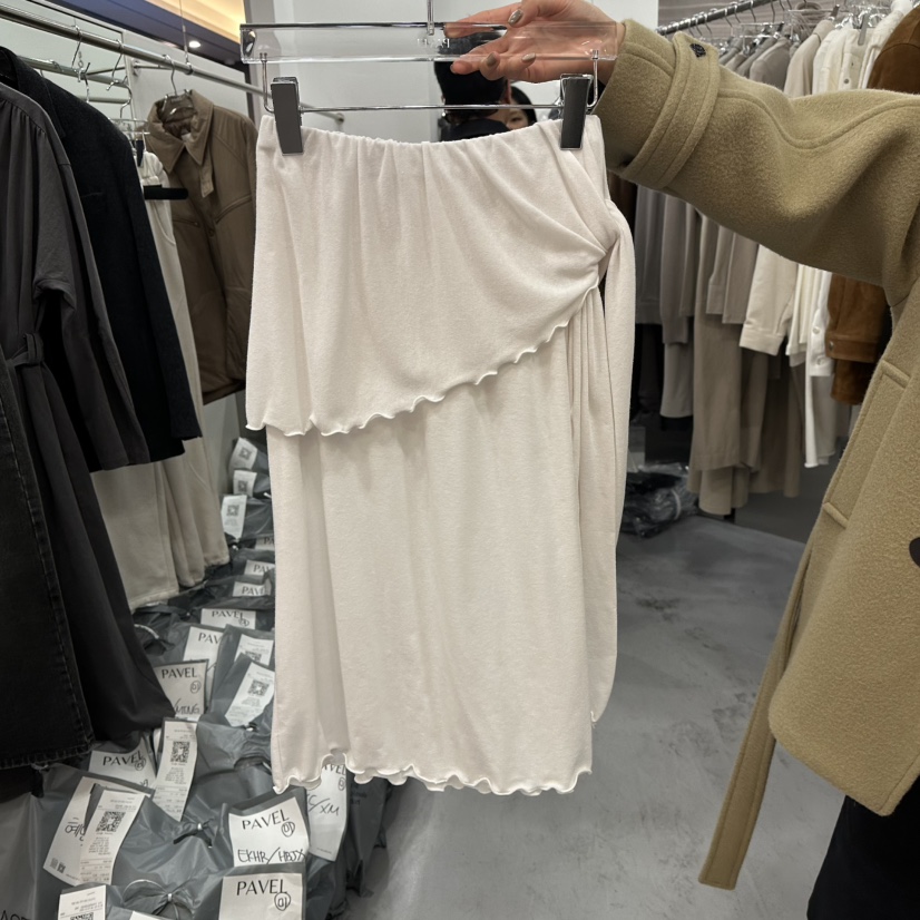 PAVEL東大門㊣直郵女裝新款職業熱賣推薦人氣長裙羊毛披肩透明PAVEL長裙