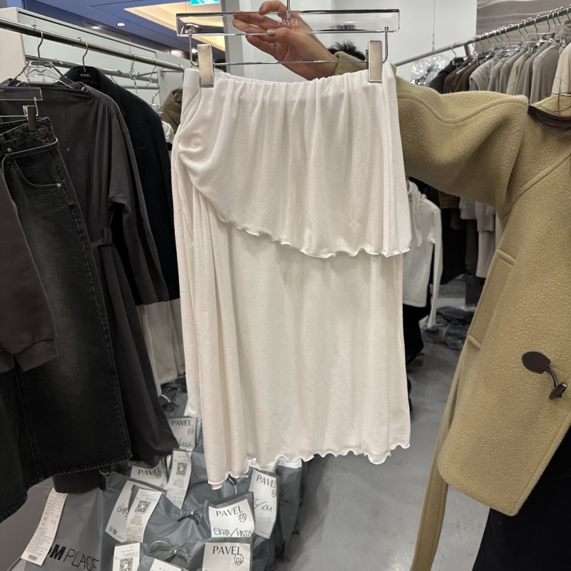 PAVEL東大門㊣直郵女裝新款職業熱賣推薦人氣長裙羊毛披肩透明PAVEL長裙
