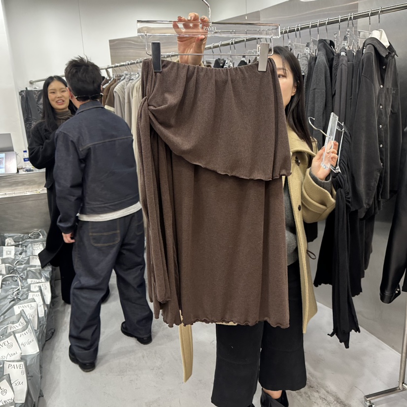 PAVEL東大門㊣直郵女裝新款職業熱賣推薦人氣長裙羊毛披肩透明PAVEL長裙圖色2
