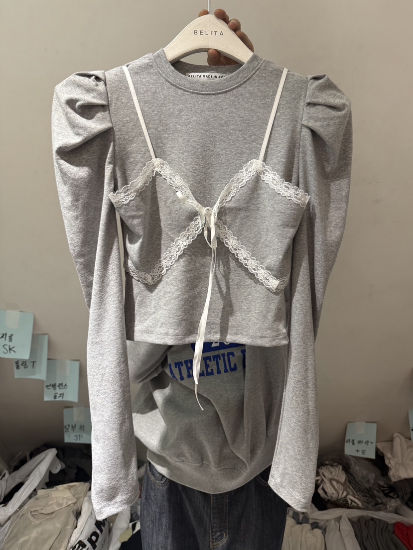 BELITA-L東大門㊣直郵女裝新品人氣真品25秋冬長袖T恤假兩件BELITA-L長袖T恤圖色3