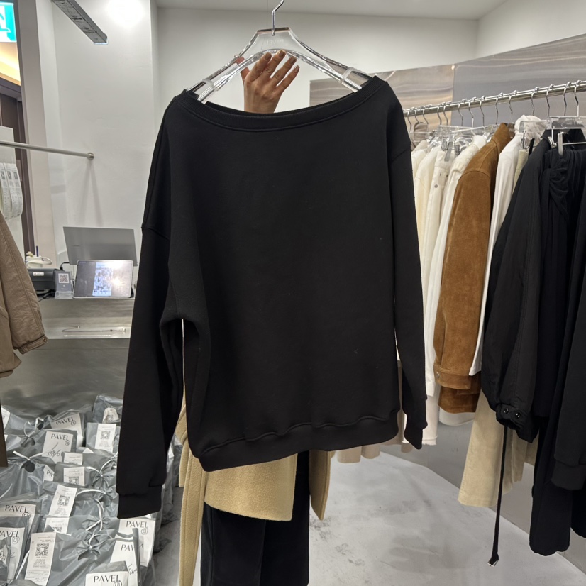 PAVEL東大門㊣實拍女裝新品職業25秋冬休閑熱賣衛衣加絨露肩PAVEL衛衣