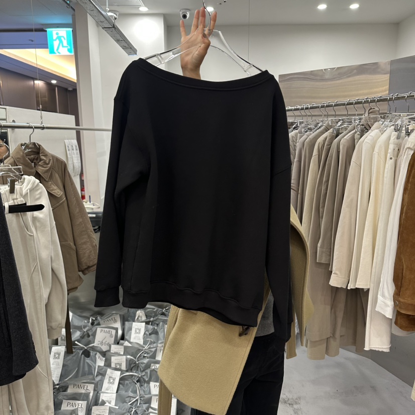 PAVEL東大門㊣實拍女裝新品職業25秋冬休閑熱賣衛衣加絨露肩PAVEL衛衣圖色4